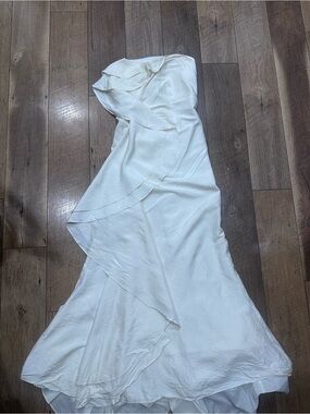 Ann Taylor Ivory Strapless Ruffle Maxi Dress